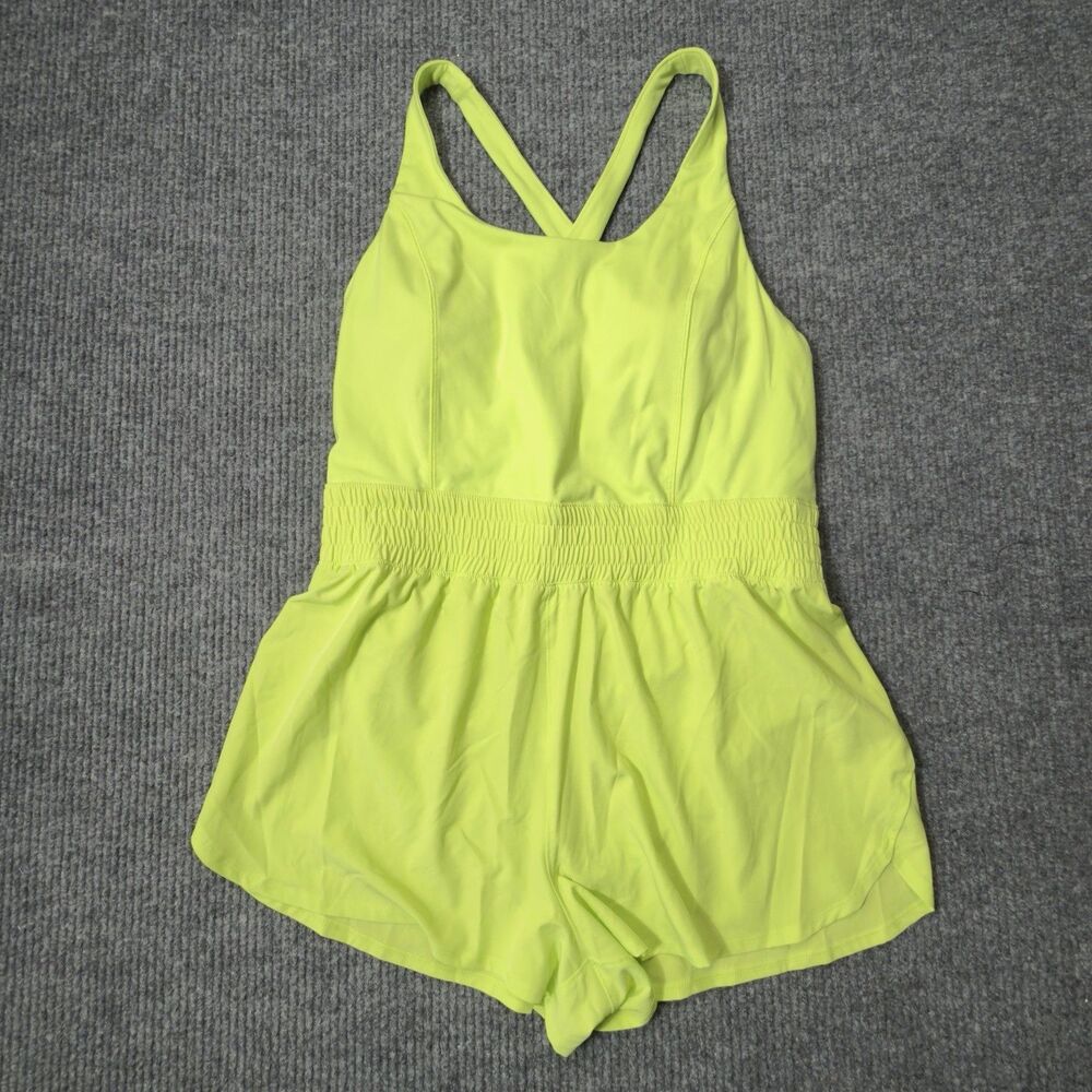 SO Goods For Life Romper One Piece Women Size XL Shorts Tank Neon Green Athletic